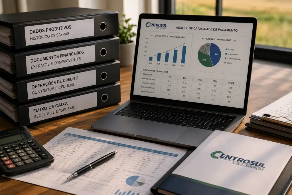 Mesa com documentos e pastas organizadas